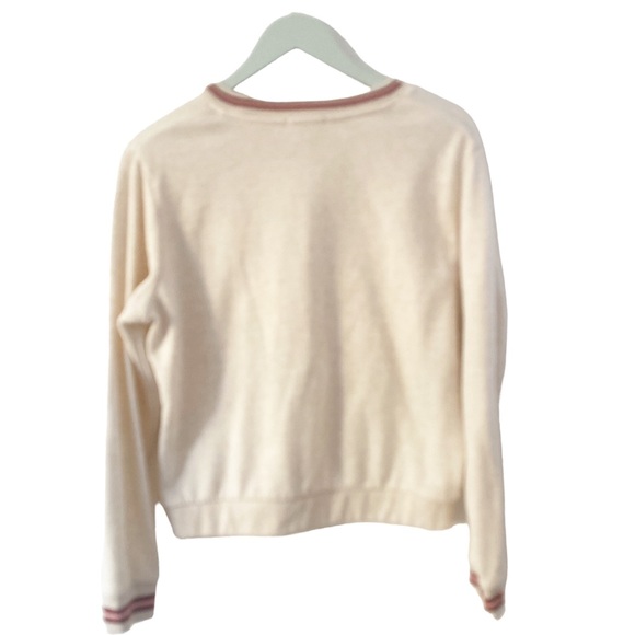 Marine Layer Anytime Sweatshirt Crewneck Oatmeal Cream Stripe Trim size large - Picture 4 of 7